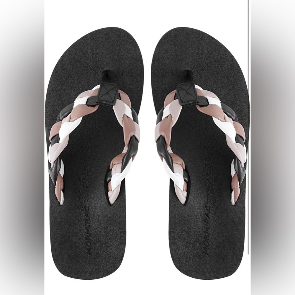 Womens Braid Comfortable Arch Support Flip Flops Soft Cushion Yoga Foam Beach, 8